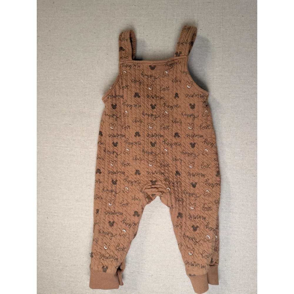 Disney Baby Mickey Minnie Mouse Quilted Overalls Brown 12M 03A9475MM - Picture 2 of 4